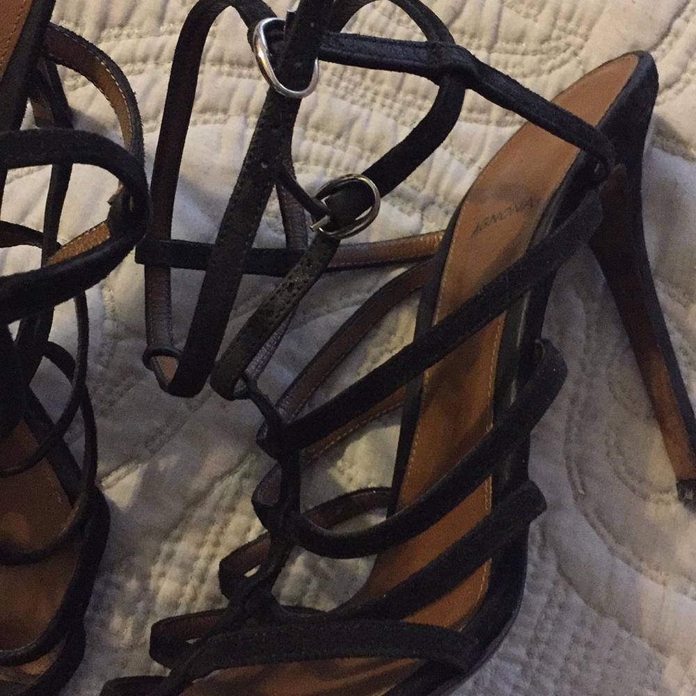 Black suede dressy straps sandals - Picture 2 of 6